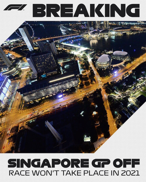 F1官宣今年新加坡大獎賽取消